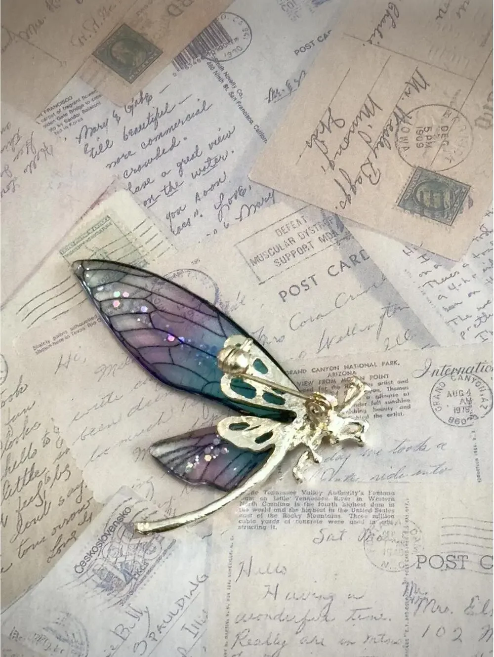 Dragonfly Brooch – Iridescent Wings, Crystal Accents, Statement Jewelry